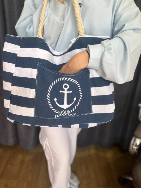 Жіноча пляжна сумка синього кольору 32750