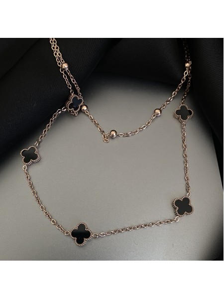 Підвіска маленькі конюшини з ланцюжком золотого кольору 32765