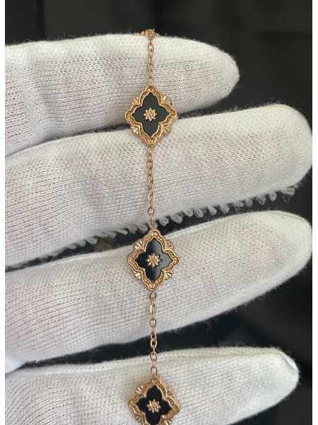 Браслет квіточки золотого кольору замок карабін 32768