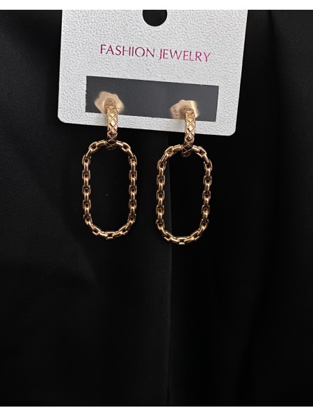 Сережки ланцюг золотого кольору штифтовий замок 32771