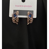 Сережки із синім камінням золотого кольору англійський замок 32780