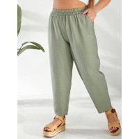 Жіночі штани вільного крою фiсташкового кольору 32792