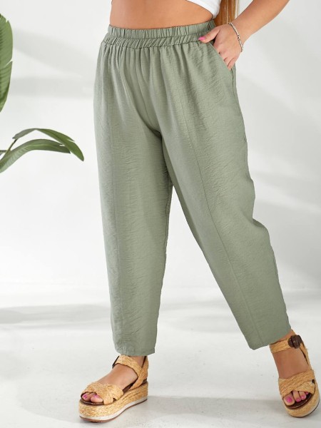 Жіночі штани вільного крою фiсташкового кольору 32792
