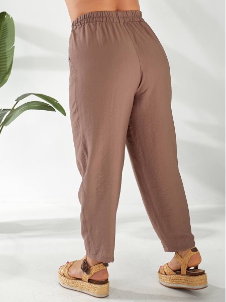 Жіночі штани вільного крою кавового кольору 32794