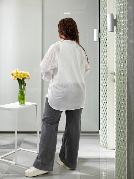 Жіноча бавовняна сорочка молочного кольору 32795