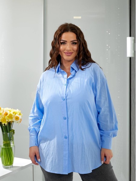 Жіноча бавовняна сорочка блакитного кольору 32796