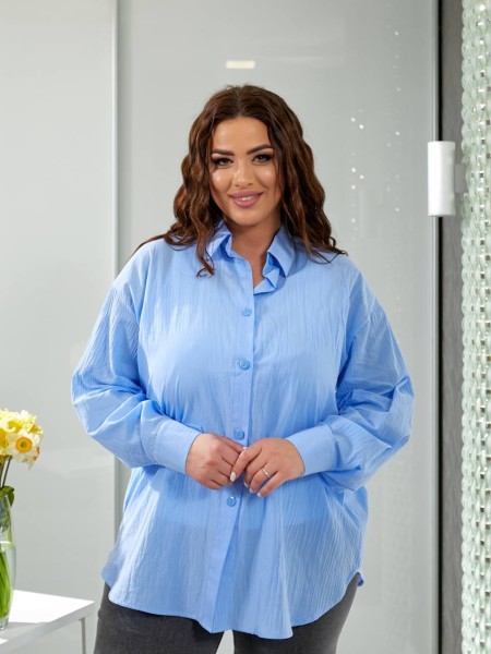 Жіноча бавовняна сорочка блакитного кольору 32796