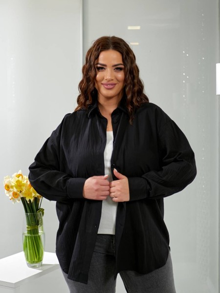 Жіноча бавовняна сорочка чорного кольору 32797