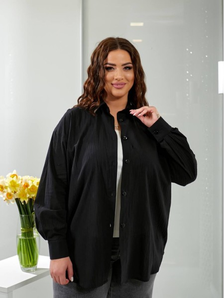 Жіноча бавовняна сорочка чорного кольору 32797