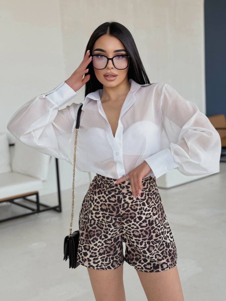 Жіноча шифонова сорочка молочного кольору 32800