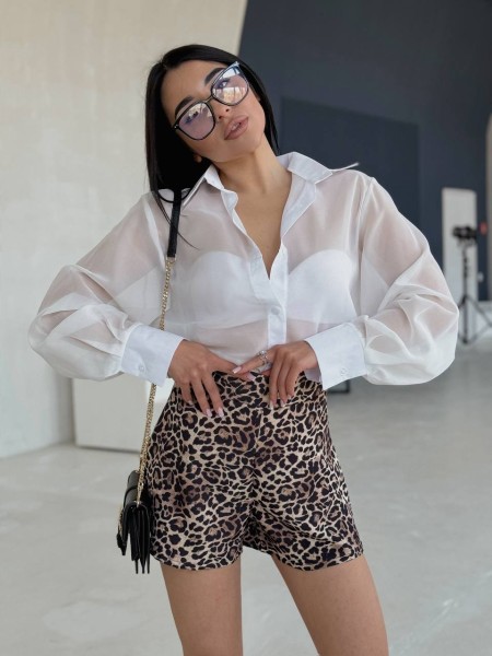 Жіноча шифонова сорочка молочного кольору 32800