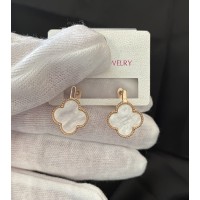 Серьги белый клевер золотого цвета английский замок 32809