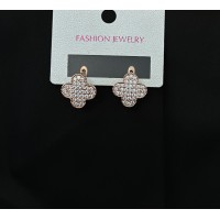 Сережки Конюшина з камінням золотого кольору англійський замок 32812