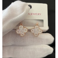 Сережки Конюшина з камінням золотого кольору англійський замок 32812