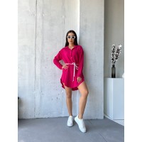 Муслинова сукня-сорочка малинового кольору 32813