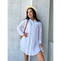 Муслинова сукня-сорочка молочного кольору 32815