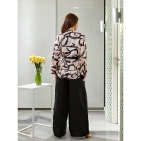 Класичний жіночий костюм трійка з поясом бежевого кольору 32817