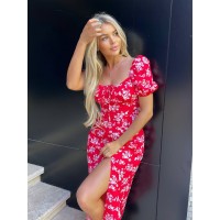 Универсальное  платье миди красного цвета 32831