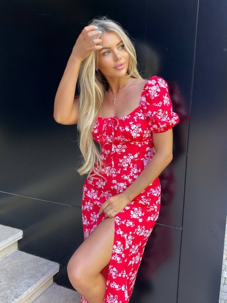 Універсальна сукня міді червоного кольору 32831