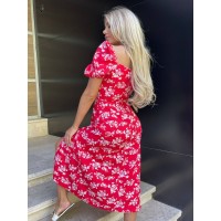 Универсальное  платье миди красного цвета 32831