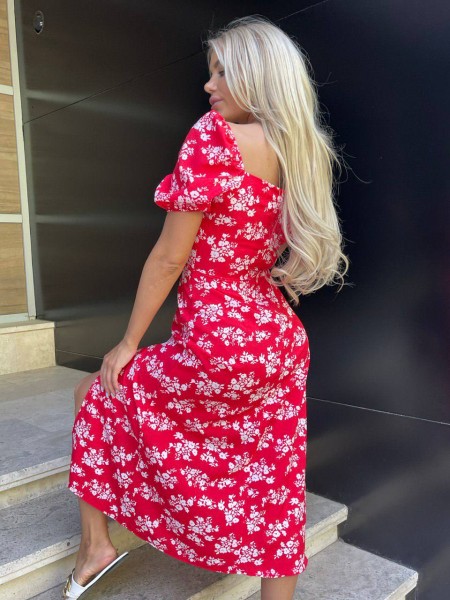 Універсальна сукня міді червоного кольору 32831