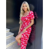 Универсальное  платье миди красного цвета 32831