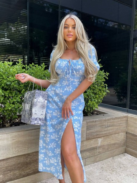 Універсальна сукня міді блакитного кольору 32833