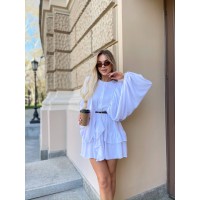 Повітряна сукня міні молочного кольору 32837