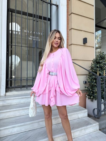 Воздушное платье мини розового цвета 32838