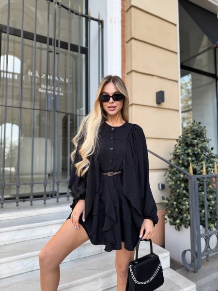 Воздушное платье мини черного цвета 32840