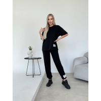 Жіночий костюм брюки + широка футболка чорного кольору 32852