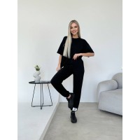 Жіночий костюм брюки + широка футболка чорного кольору 32852