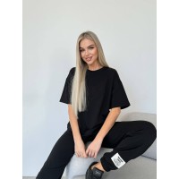 Жіночий костюм брюки + широка футболка чорного кольору 32852