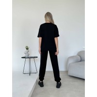 Жіночий костюм брюки + широка футболка чорного кольору 32852