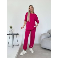 Женский костюм штаны + широка футболка малинового цвета 32853