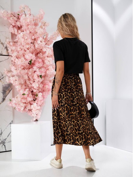 Женская легкая юбка миди коричневого цвета 32856