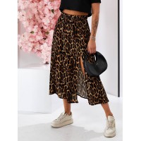 Женская легкая юбка миди коричневого цвета 32856