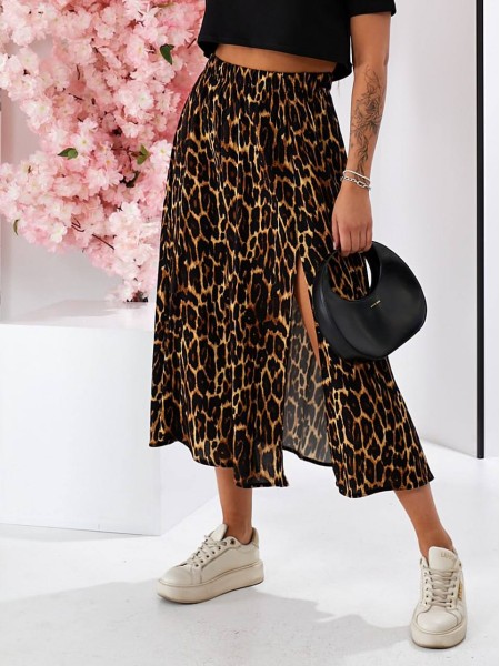 Женская легкая юбка миди коричневого цвета 32856