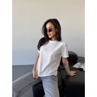 Однотонная базовая футболка молочного цвета 32857