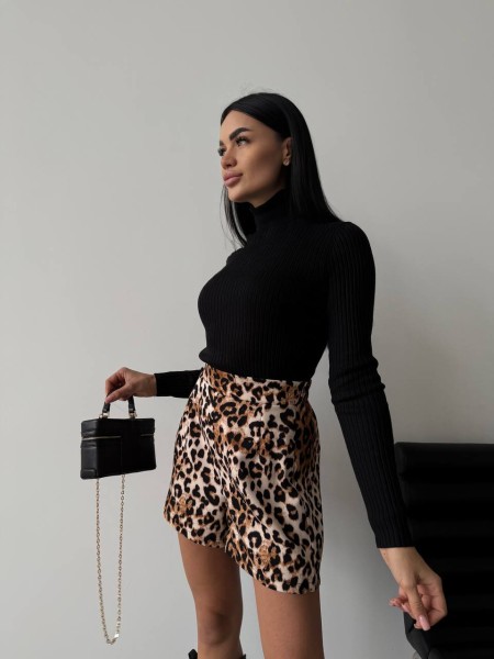 Жіночі короткі шорти леопард коричневого кольору 32868