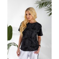 Жіноча футболка з ефектом вареного чорного кольору 32871