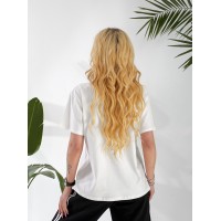 Женская футболка с вышивкой молочного цвета 32874