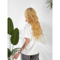 Женская футболка с надписью молочного цвета 32875