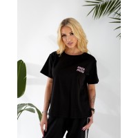 Женская футболка с надписью черного цвета 32876