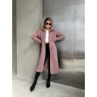 Женский длинный кардиган пудрового цвета 32877