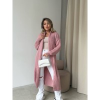 Женский длинный кардиган розового цвета 32878