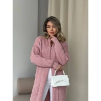 Женский длинный кардиган розового цвета 32878