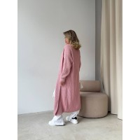 Женский длинный кардиган розового цвета 32878