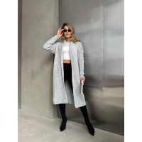 Жіночий довгий кардиган сiрого кольору 32879