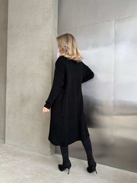 Жіночий довгий кардиган чорного кольору 32880